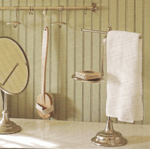 iron-decor towel stand with soap dish